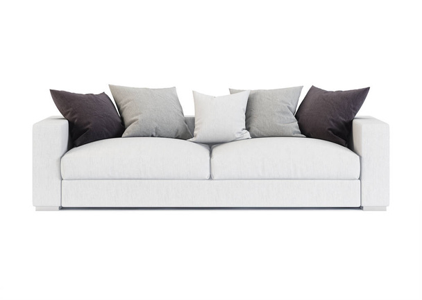 Sofa geïsoleerd op een witte achtergrond. 3D-rendering. - Foto, afbeelding