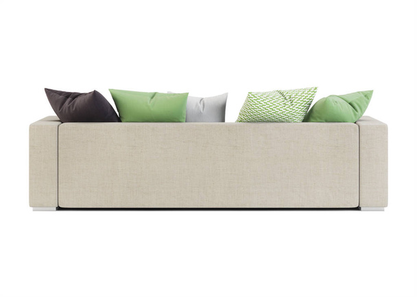 Sofa isoliert auf weißem Hintergrund. 3D-Darstellung. - Foto, Bild