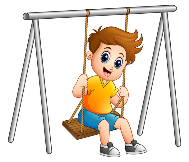 mignon garçon jouer sur swing
 - Vecteur, image