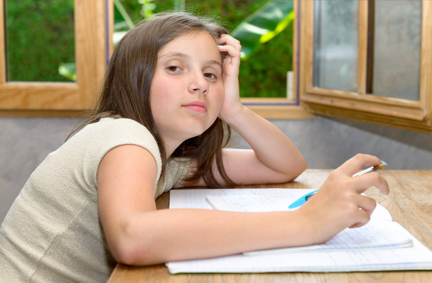teenager doing her homework - Photo, Image