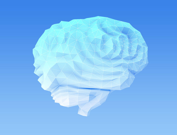 Widok z boku low poly modelu mózgu - Zdjęcie, obraz