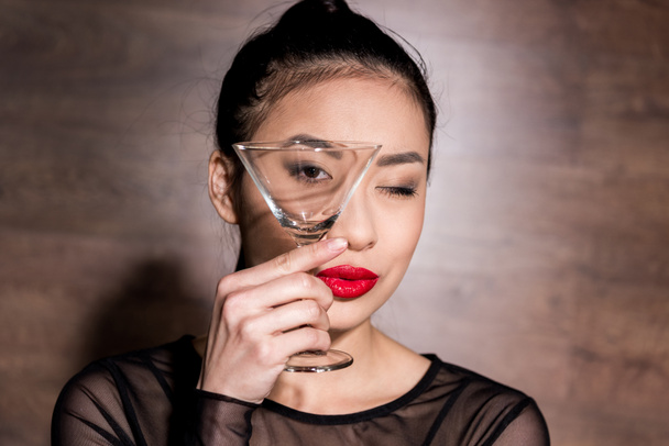 asian woman with martini glass - Photo, Image