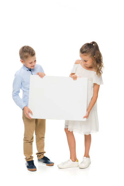 siblings with empty board - Foto, Imagen