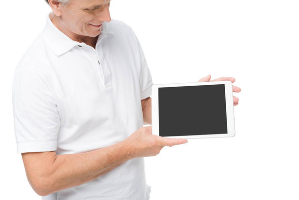 man presenting digital tablet  - Valokuva, kuva