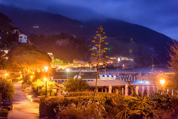 Vista noturna para as ruas da cidade de Monterosso al Mare
 - Foto, Imagem