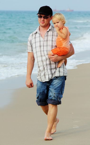 Ojciec i córka na wakacje na morzu - Zdjęcie, obraz