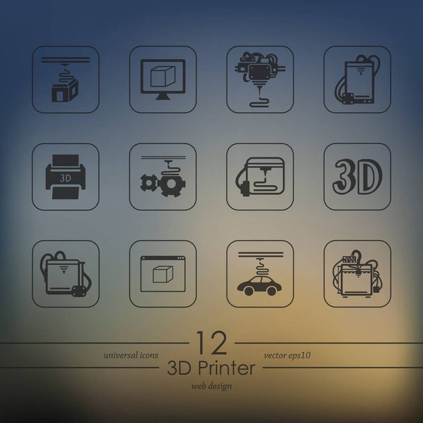 Set of three d printer icons - Vector, Image