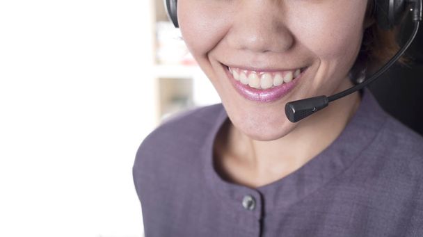 Asia women happy smiling customer support operator with headset  - Photo, Image
