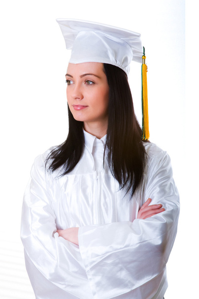 Jovem graduado isolado no branco
 - Foto, Imagem