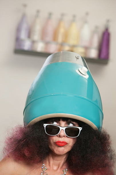 Lady in Large Hair Dryer - Фото, изображение