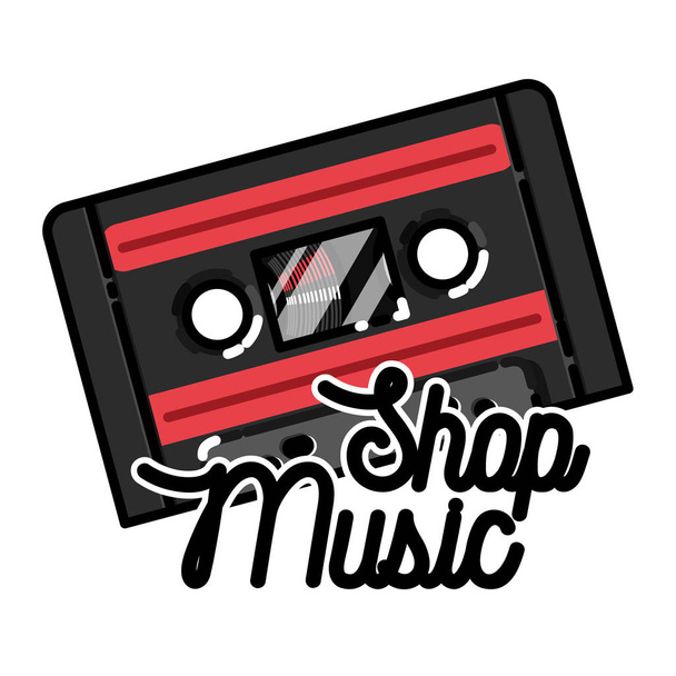 Color vintage music shop emblem for use music store, record studio, sound technology etc. Vector Illustration - Vecteur, image