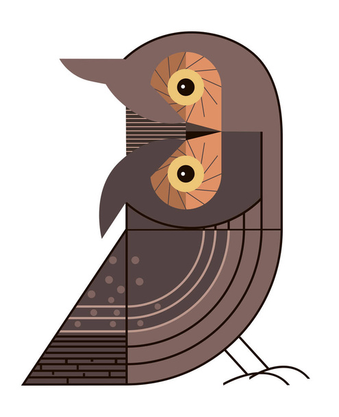 Удивлённая сова на белом фоне
 - Вектор,изображение