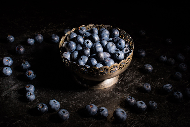 blueberries in vintage bowl  - Photo, Image