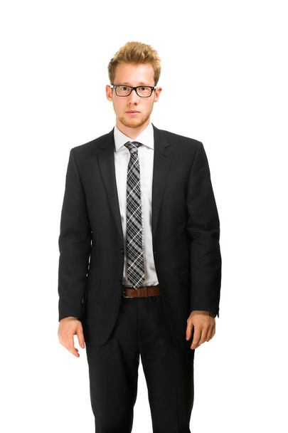 Young, handsome business man wearing black suit. - Zdjęcie, obraz
