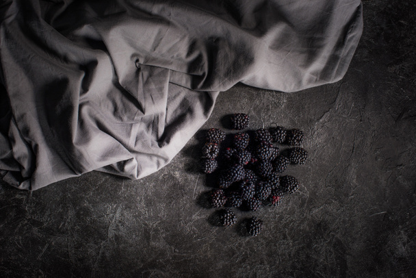 fresh blackberries and fabric - Photo, Image