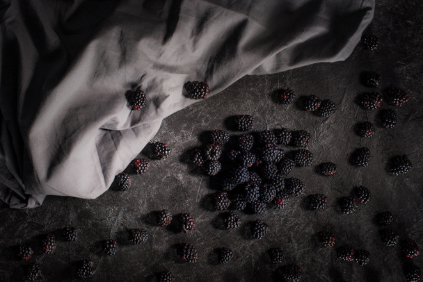 fresh blackberries and fabric - Fotografie, Obrázek