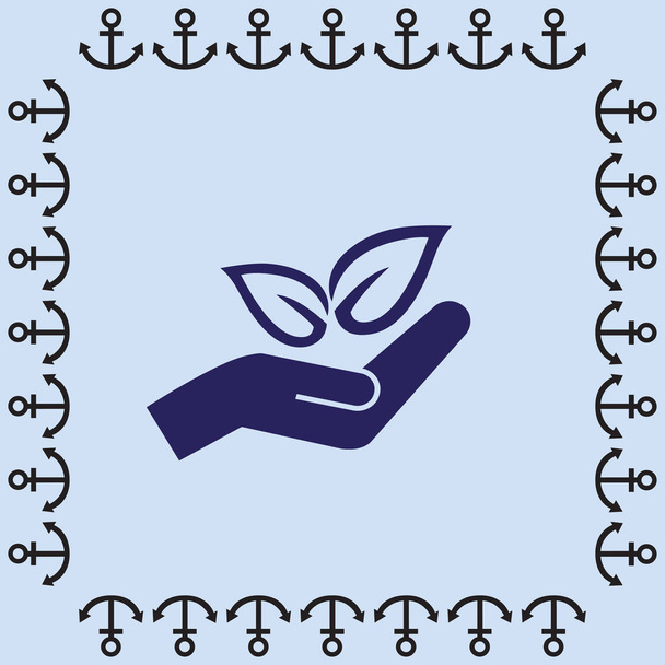 Blätter in der Hand Symbol - Vektor, Bild