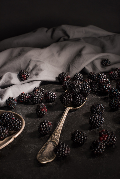 blackberries and vintage cutlery - Photo, Image