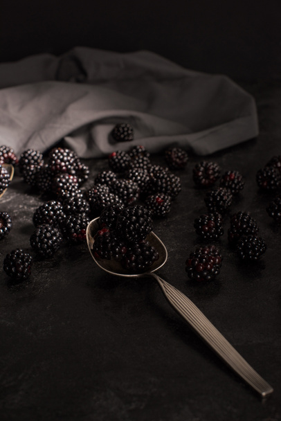 blackberries and vintage spoon - Photo, Image