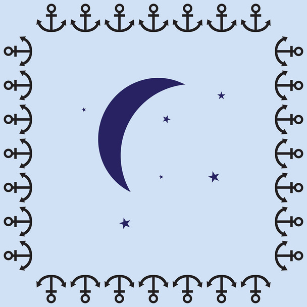 Icono Luna & estrellas
 - Vector, Imagen