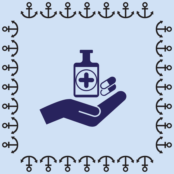 Icono de medicina y mano
 - Vector, Imagen