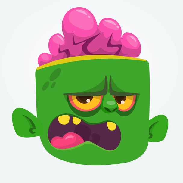 Funny Zombie Head Cartoon Character. Halloween vector illustration - Vektor, kép