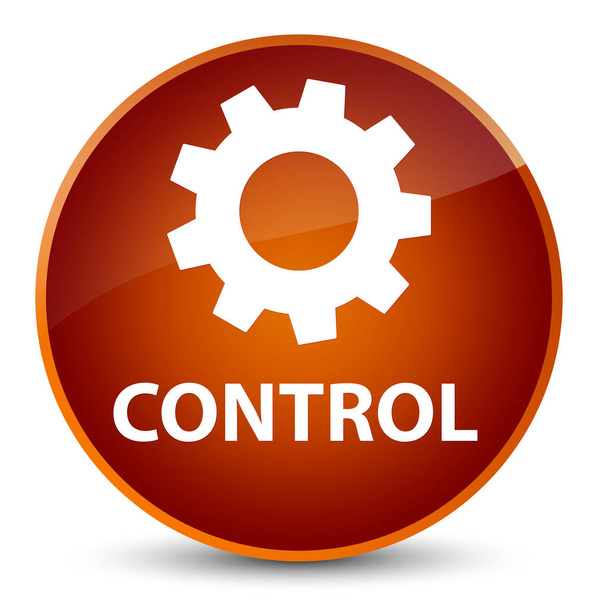 Control (settings icon) elegant brown round button - 写真・画像
