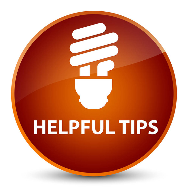 Χρήσιμες συμβουλές (εικονίδιο λάμπας) κομψό καφέ στρογγυλό κουμπί - Φωτογραφία, εικόνα