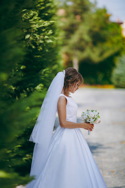 Portrait of a beautiful bride on wedding day - Zdjęcie, obraz