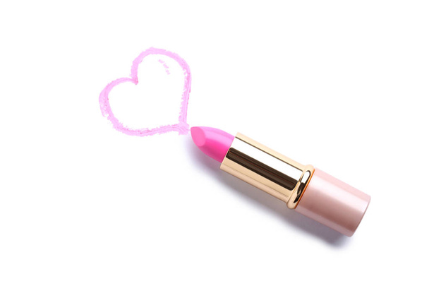 Pink lipstick with heart sign - Foto, Imagen