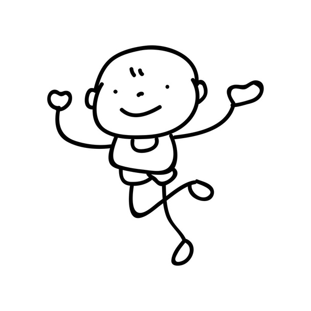 ręka rysunek streszczenie szczęśliwy chłopców Ładna grafika liniowa - Wektor, obraz