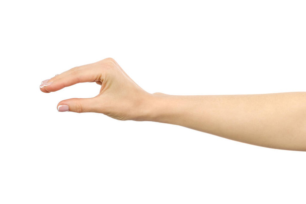 Woman's hand grabbing or measuring something - Фото, изображение