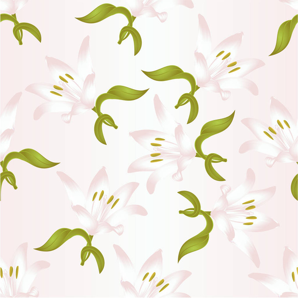 シームレスなテクスチャ リリー ホワイト リリウム マドンナリリー根の白い花葉ベクター グラフィック編集 - ベクター画像