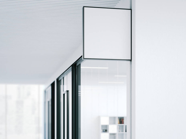 Blank banner in modern office. 3d rendering - Fotoğraf, Görsel