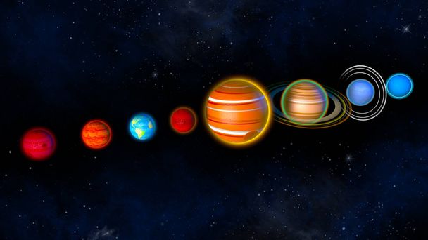 Sistema solar, planetas. Dibujos infantiles
 - Foto, imagen