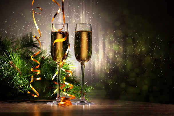 Glasses of champagne at new year party - Photo, image