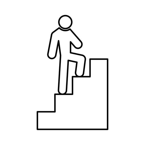 Un hombre subiendo escaleras icono de color negro
 . - Vector, Imagen