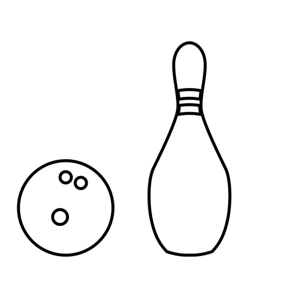 Stift und Bowlingball schwarze Farbe Symbol . - Vektor, Bild