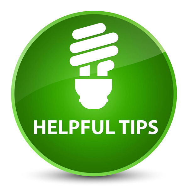 hilfreiche Tipps (Glühbirnensymbol) eleganter grüner runder Knopf - Foto, Bild