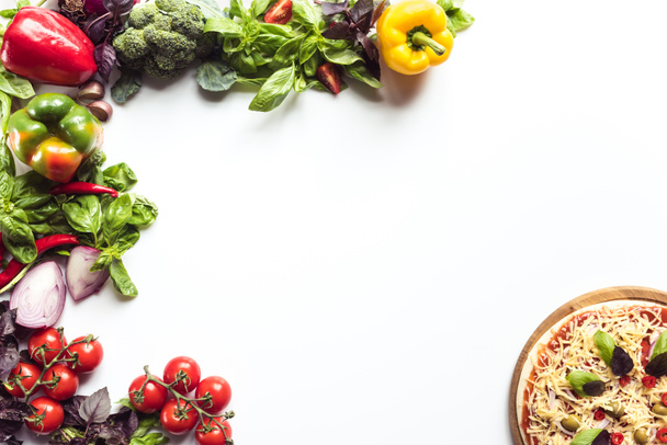 italian pizza and fresh vegetables - Photo, Image