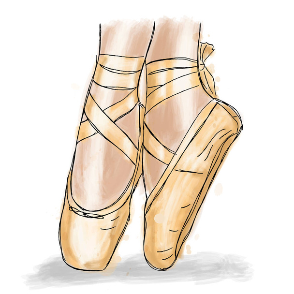 Roze ballerina schoenen. Ballet pointe-schoenen met lint. - Vector, afbeelding