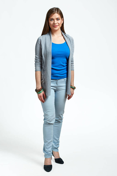 Full body portrait of young woman casual dressed. - Fotografie, Obrázek