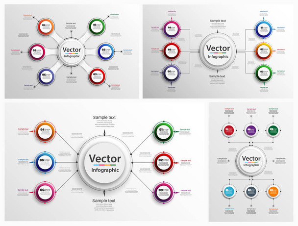 Set of colorful abstract Infographic design.  Can be used for workflow layout, diagram, business step options, banner, web design. Vector eps10 business template for presentation - Vector, Imagen