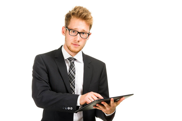 Handsome business man with tablet computer. - Photo, image