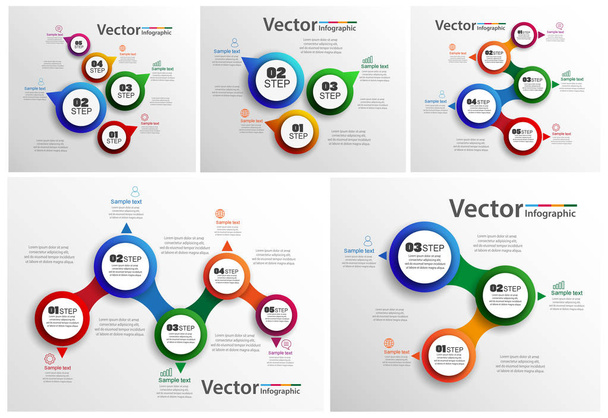 Kokoelma värikkäitä infographic voidaan käyttää työnkulun ulkoasu, kaavio, numero vaihtoehtoja, web design. Infografinen liiketoimintakonsepti, jossa on vaihtoehtoja, osia, vaiheita tai prosesseja. Vektori Eps 10
 - Vektori, kuva