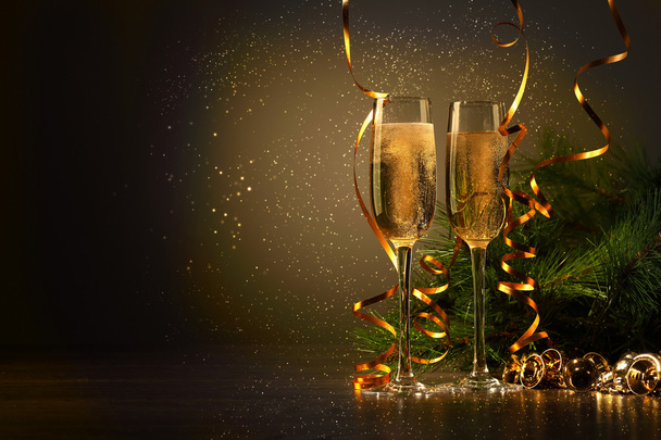 Glasses of champagne at new year party - Photo, image