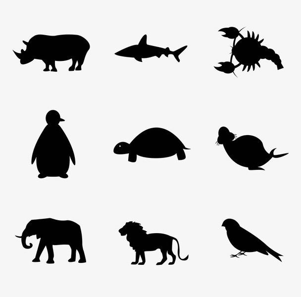 Set of black  animal icons - Vektor, Bild