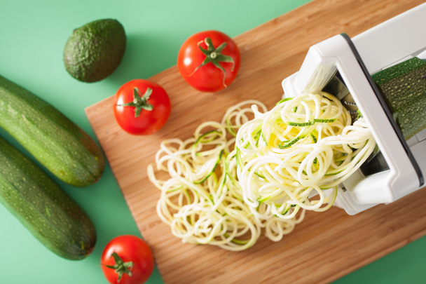 spiralizing courgette raw vegetable with spiralizer - Photo, Image