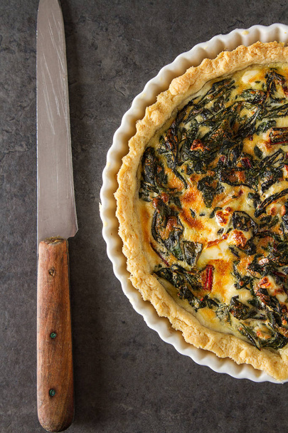 Homemade cheese Quiche egg for brunch with spinach and chard - Zdjęcie, obraz