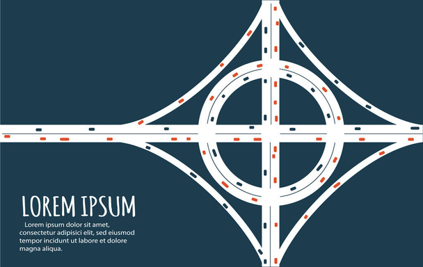 Busy highway road junction minimalistic banner. - Vector, Image
